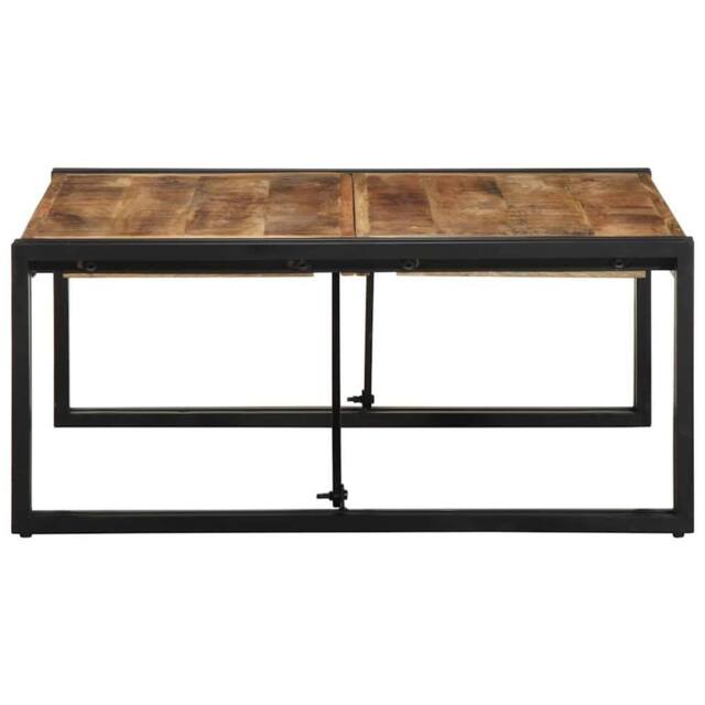 Berkfield Home Beautiful Coffee Table 80x80x35 cm Solid Rough Wood Mango in Brown - Size: 80 x 80 x 35 cm - image 1