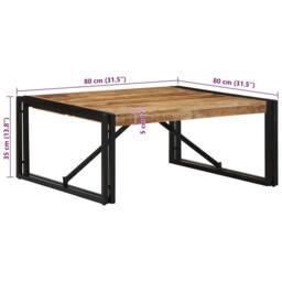 Berkfield Home Beautiful Coffee Table 80x80x35 cm Solid Rough Wood Mango in Brown - Size: 80 x 80 x 35 cm - thumbnail 9