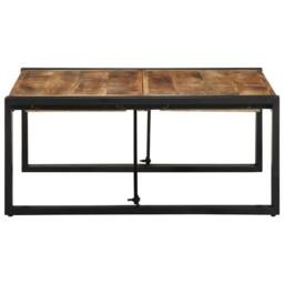 Berkfield Home Beautiful Coffee Table 80x80x35 cm Solid Rough Wood Mango in Brown - Size: 80 x 80 x 35 cm - thumbnail 1