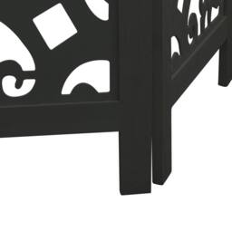 Berkfield Home Room Divider 3 Panels Black Solid Wood Paulownia - thumbnail 7