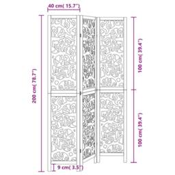 Berkfield Home Room Divider 3 Panels Black Solid Wood Paulownia - thumbnail 8