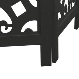 Berkfield Home Room Divider 3 Panels Black Solid Wood Paulownia - thumbnail 7
