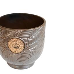 Ivyline Kew Leaf Embossed Charcoal Cork Plant Pot H22cm D22.5cm in Grey - Size: Medium - thumbnail 2