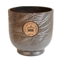 Ivyline Kew Leaf Embossed Charcoal Cork Plant Pot H22cm D22.5cm in Grey - Size: Medium - thumbnail 1