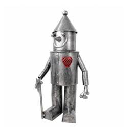 Marco Paul Solar Tin Man Garden Ornament with LED Heart in Metallic Silver - thumbnail 3