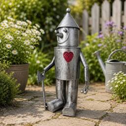 Marco Paul Solar Tin Man Garden Ornament with LED Heart in Metallic Silver - thumbnail 5