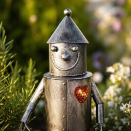 Marco Paul Solar Tin Man Garden Ornament with LED Heart in Metallic Silver - thumbnail 7