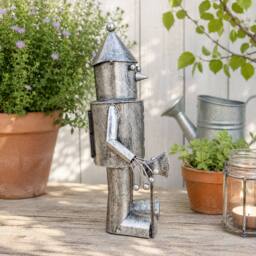 Marco Paul Solar Tin Man Garden Ornament with LED Heart in Metallic Silver - thumbnail 6