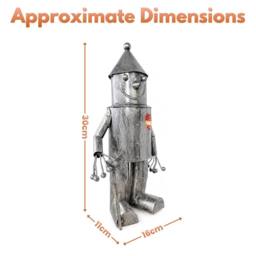 Marco Paul Solar Tin Man Garden Ornament with LED Heart in Metallic Silver - thumbnail 2