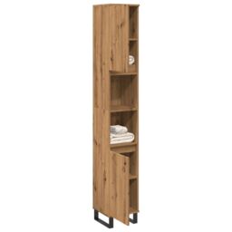 Berkfield Home Bathroom Cabinet Artisan Oak 30x30x190 cm Engineered Wood in Brown - Size: 30 x 30 x 190 cm - thumbnail 1