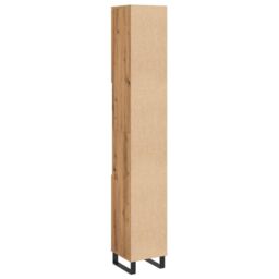 Berkfield Home Bathroom Cabinet Artisan Oak 30x30x190 cm Engineered Wood in Brown - Size: 30 x 30 x 190 cm - thumbnail 6