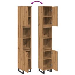 Berkfield Home Bathroom Cabinet Artisan Oak 30x30x190 cm Engineered Wood in Brown - Size: 30 x 30 x 190 cm - thumbnail 8