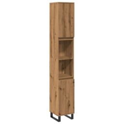 Berkfield Home Bathroom Cabinet Artisan Oak 30x30x190 cm Engineered Wood in Brown - Size: 30 x 30 x 190 cm - thumbnail 2
