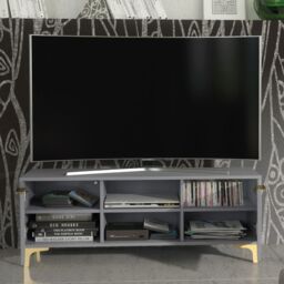 Creative Furniture Tide Crest TV Unit Gold 120cm - Modern Fluted Design in Grey or White in Dark Grey - thumbnail 3