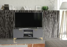 Creative Furniture Tide Crest TV Unit Gold 120cm - Modern Fluted Design in Grey or White in Dark Grey - thumbnail 7