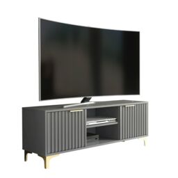 Creative Furniture Tide Crest TV Unit Gold 120cm - Modern Fluted Design in Grey or White in Dark Grey - thumbnail 6