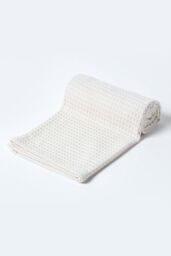 Homescapes Cotton Waffle Baby Blanket - Soft, Breathable & Skin-Friendly in Natural - Size: 90 cm x 112 cm - thumbnail 2