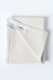 Homescapes Cotton Waffle Baby Blanket - Soft, Breathable & Skin-Friendly in Natural - Size: 90 cm x 112 cm - thumbnail 4