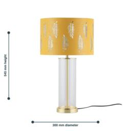 First Choice Lighting Set of 2 Aura - Satin Brass Lamps with Ochre Fern Cut Out Shades in Gold - thumbnail 9