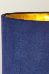 ValueLights Christina Velvet with Gold Metallic Inner Drum Shade Gold Palm Leaf Floor Lamp in Navy - thumbnail 4