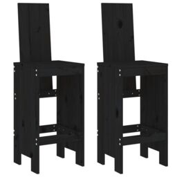 Berkfield Home Bar Stools 2 pcs Black 40x42x120 cm Solid Wood Pine - Size: 40 x 42 x 120 cm - thumbnail 2
