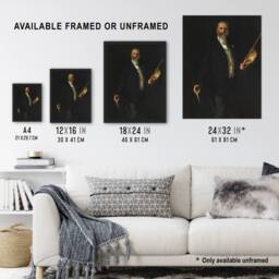 "Artery8 Artist William Merritt Chase Portrait Sargent Wall Art Poster Print in Black - Size: W24"" x H32""" - thumbnail 3