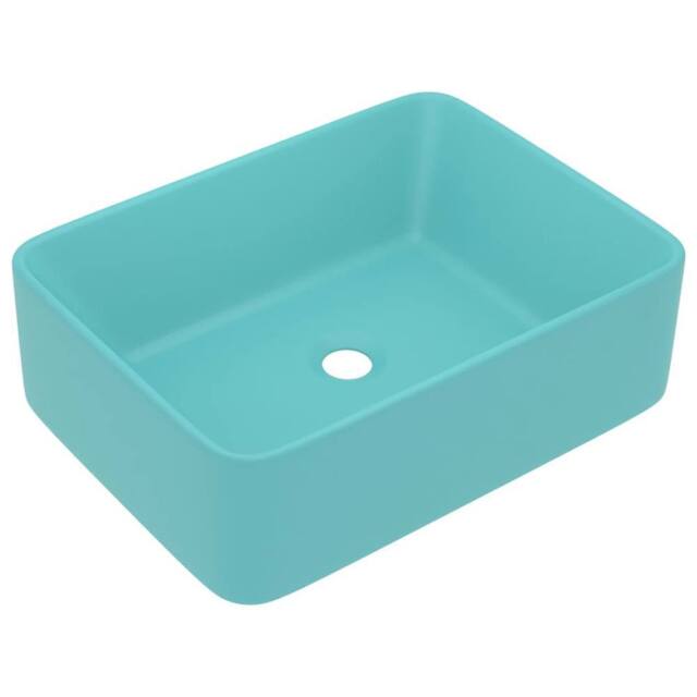Berkfield Home Luxury Wash Basin Matt Light Green 41x30x12 cm Ceramic in Aqua - Size: 41 x 30 x 12 cm - image 1