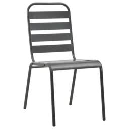 Berkfield Home Stackable Garden Chair Set 3 pcs Anthracite Powder-coated Steel in Black - thumbnail 4