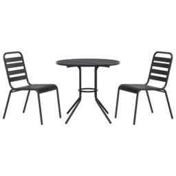 Berkfield Home Stackable Garden Chair Set 3 pcs Anthracite Powder-coated Steel in Black - thumbnail 2