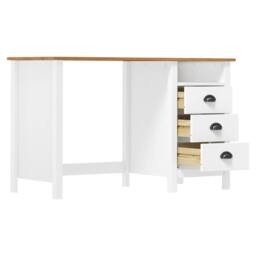 Berkfield Home Stylish Desk Hill with 3 Drawers 120x50x74 cm Solid Pine Wood in White - Size: 120 x 50 x 74 cm