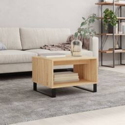 Berkfield Home Coffee Table Sonoma Oak 60x50x40 cm Engineered Wood in Light Tan - Size: 60 x 50 x 40 cm - thumbnail 2