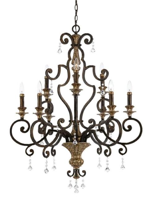 Netlighting Marquette 9 Light Chandelier Antique Bronze Finish E14 in Brown - image 1