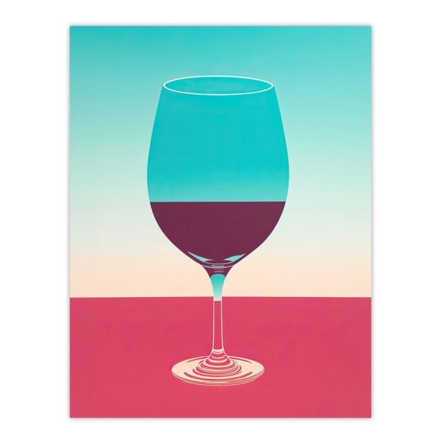"Wee Blue Coo Wall Art Print Burgundy Merlot Wine Lover Kitchen Bar Living Room in Blue - Size: W24"" x H32""" - image 1