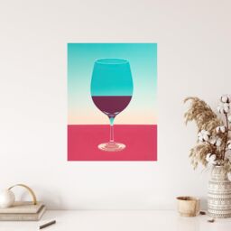 "Wee Blue Coo Wall Art Print Burgundy Merlot Wine Lover Kitchen Bar Living Room in Blue - Size: W24"" x H32""" - thumbnail 4