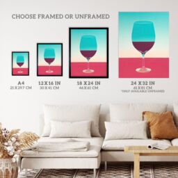 "Wee Blue Coo Wall Art Print Burgundy Merlot Wine Lover Kitchen Bar Living Room in Blue - Size: W24"" x H32""" - thumbnail 3