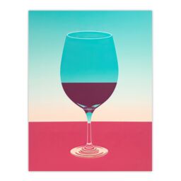 "Wee Blue Coo Wall Art Print Burgundy Merlot Wine Lover Kitchen Bar Living Room in Blue - Size: W24"" x H32""" - thumbnail 1