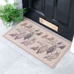Artsy Mats Vintage Owls Indoor & Outdoor Doormat - 70x40cm in Beige - Size: 40 cm x 70 cm