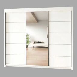 Interior Emporium Ltd IE Oslo Wradrobe with Rails & Shelves with LED Light Sliding Door Wardrobe with LED Light ( White, 180 cm ) in White - thumbnail 1