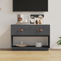 Berkfield Home TV Cabinet Grey 90x40x60 cm Solid Wood Pine - Size: 90 x 40 x 60 cm