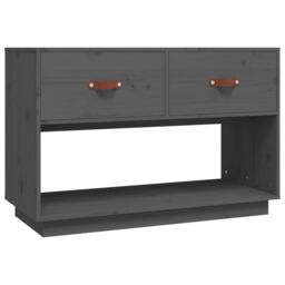 Berkfield Home TV Cabinet Grey 90x40x60 cm Solid Wood Pine - Size: 90 x 40 x 60 cm - thumbnail 2