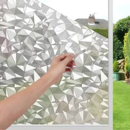 FLAVORA Window Film Self Adhesive Etched Privacy Glass Vinyl Film in Silver - Size: 0.6m2 - thumbnail 1