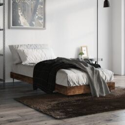 Berkfield Home Bed Frame Smoked Oak 75x190 cm Small Single Engineered Wood in Brown - thumbnail 4