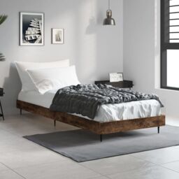 Berkfield Home Bed Frame Smoked Oak 75x190 cm Small Single Engineered Wood in Brown - thumbnail 1