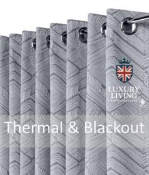 Luxury Living Triple Weave Geometric Aztec Print Ring Top Blackout Curtains in Silver - Size: 168 cm width x 183 cm drop - thumbnail 2