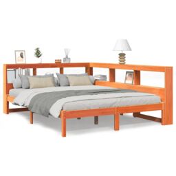 Berkfield Home Bookcase Bed without Mattress Wax Brown 140x200 cm Solid Wood Pine - thumbnail 2