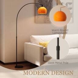 HOMCOM Modern Standing Lamp with Shade & Foot Switch, Black - Size: Large - thumbnail 4