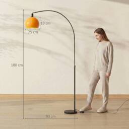 HOMCOM Modern Standing Lamp with Shade & Foot Switch, Black - Size: Large - thumbnail 3