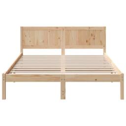 Berkfield Home Pine Wood Bed Frame 140x200 Natural Pine wood 140 x 200 cm in Light Tan - thumbnail 5