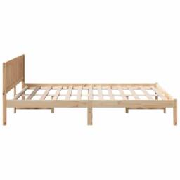 Berkfield Home Pine Wood Bed Frame 140x200 Natural Pine wood 140 x 200 cm in Light Tan - thumbnail 6
