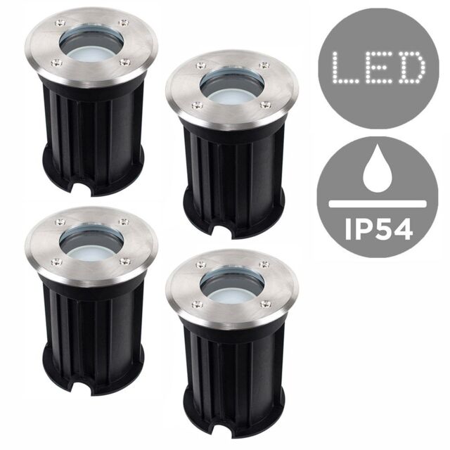 ValueLights Sussex 4 Pack Silver Outdoor Ground Walkover Light - image 1